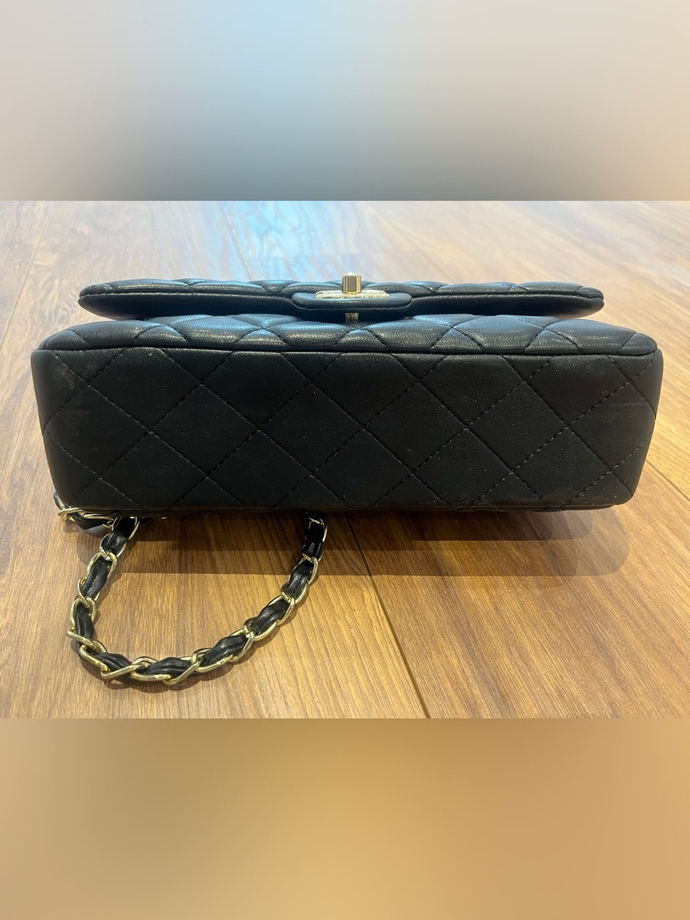 Black Quilted Shoulder Bag with Gold CC Turnlock - Picture 3 of 10